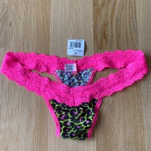 Hanky Panky Pink & Leopard Lace Thong OS NWT